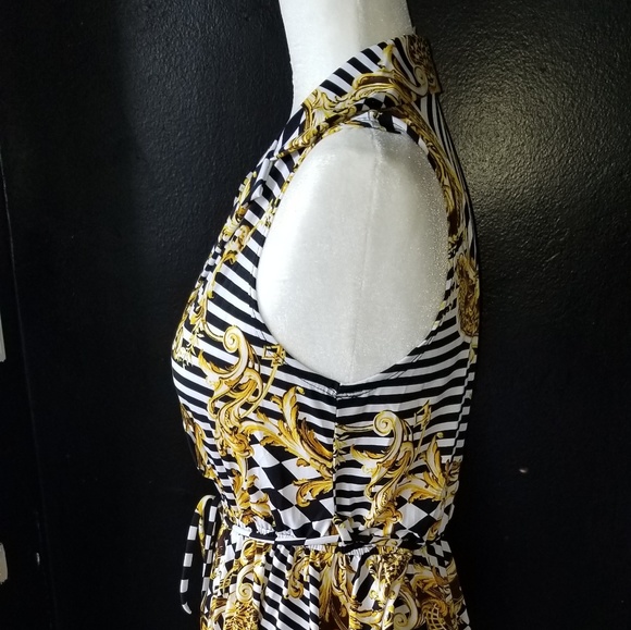 Barocco print collared sleeveless top and shorts - Picture 4 of 8